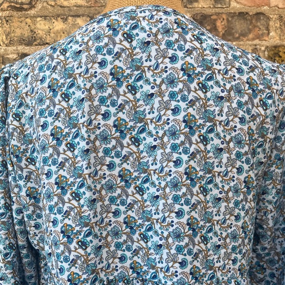 Elings Floral Tunic Top Tassel Ties Blue Print Boho Comfortable Size Large - Picture 8 of 11